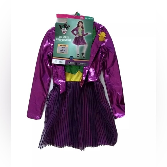 DC The Joker Girl's Child Costume Dress Gloves Girl L 10-12 - Picture 3 of 5
